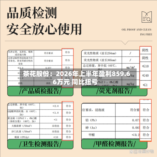 茶花股份:2026年上半年盈利859.66万元 同比扭亏