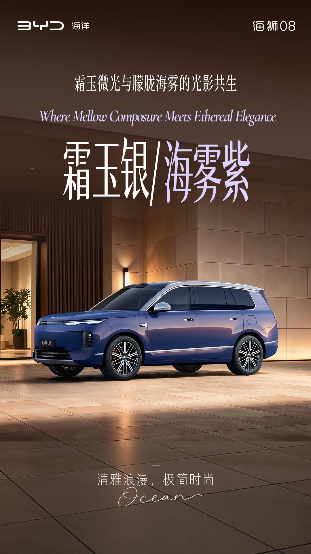 定位海洋旗舰 SUV，比亚迪公布海狮 08 多款高定车色